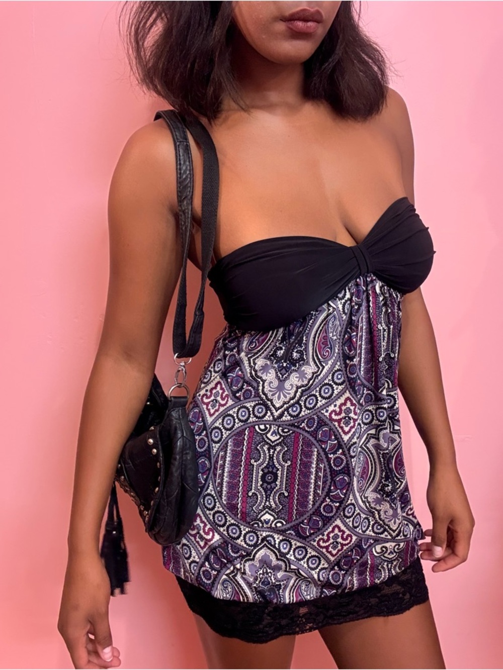 Paisley strapless Mini Dress